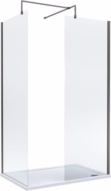 Balterley Gunmetal Walk-In Wetroom Shower Bundle in Silver and Grey, W: 120 cm, D: 80 cm