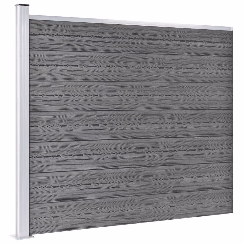 Berkfield Home WPC Fence Panel Set in Grey, W: 872 cm, H: 146 cm – 3