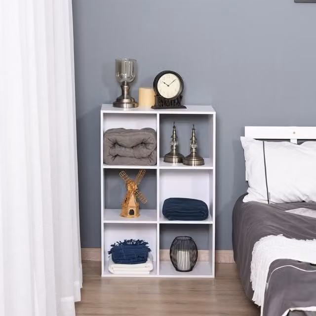 HOMCOM Modern White MDF Storage Cabinet Bookcase for Home or Office