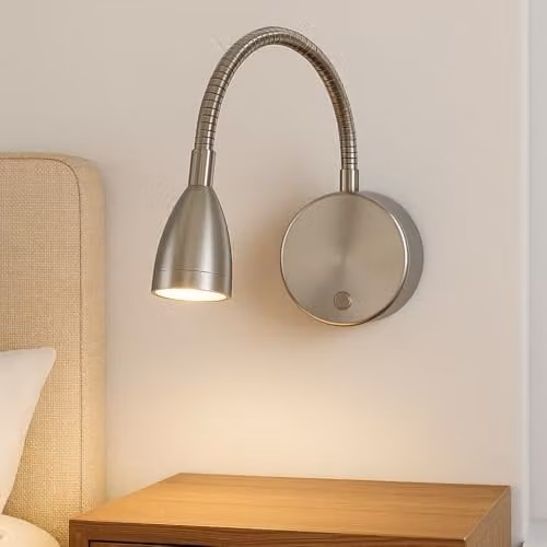 CGC Lighting Matilda Silver LED Rechargeable Magnetic USB Wall Light with Adjustable Flexible Neck and Dimmable Touch Control – 1