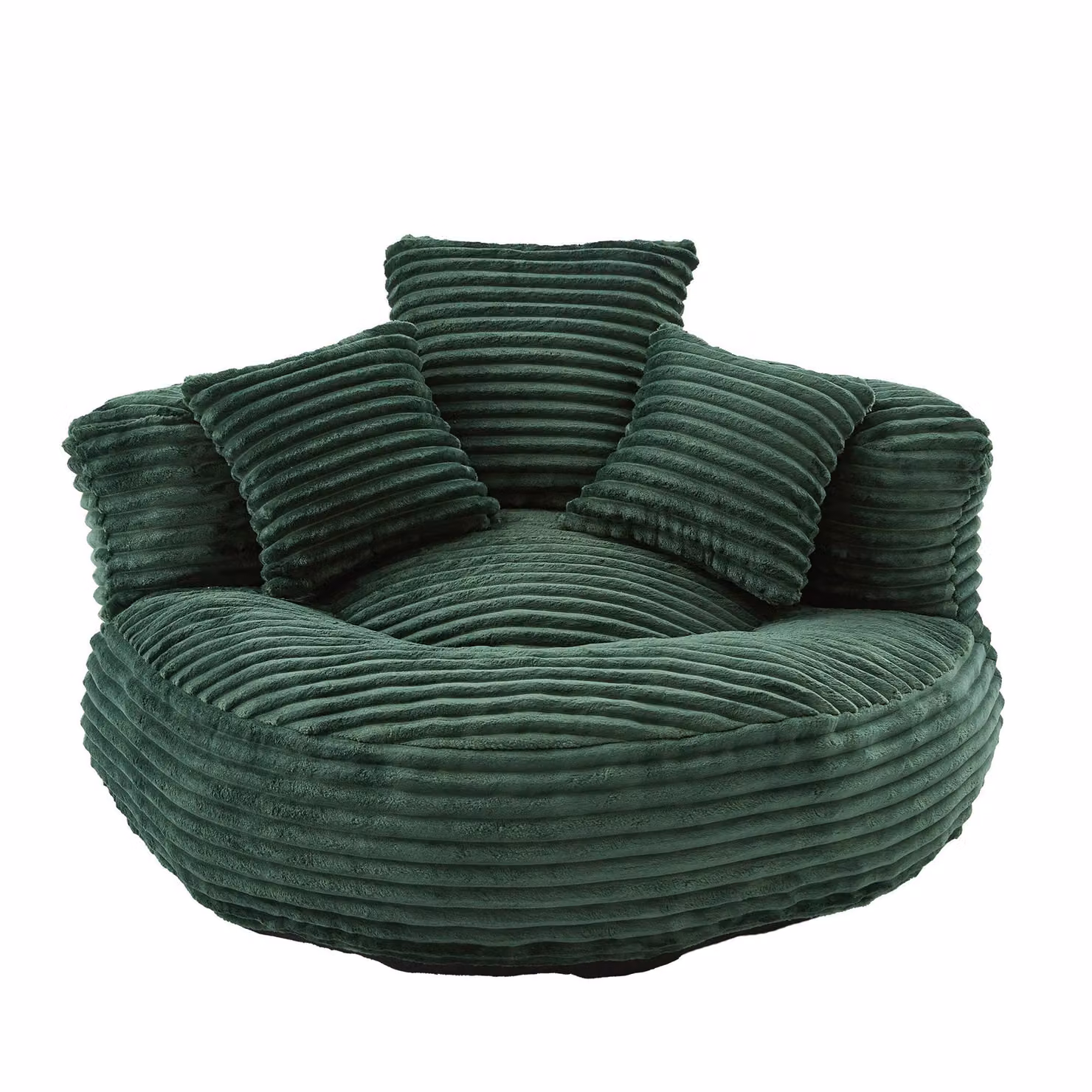 Aosom UK Emerald Green Corduroy Plush Oversized Bean Bag Chair with High Back and 3 Pillows, W: 108 cm, D: 108 cm, H: 52 cm – 2