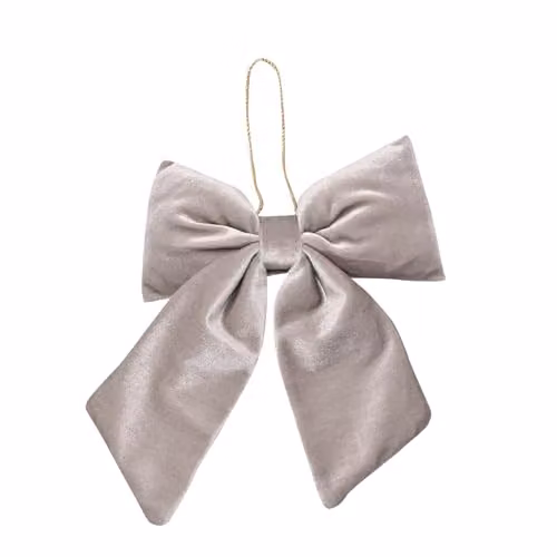 Widdop and Co Frosted Haven Velvet Bow Hanging Christmas Pendant in Silver and Gold, W/H: 26 x 32 cm