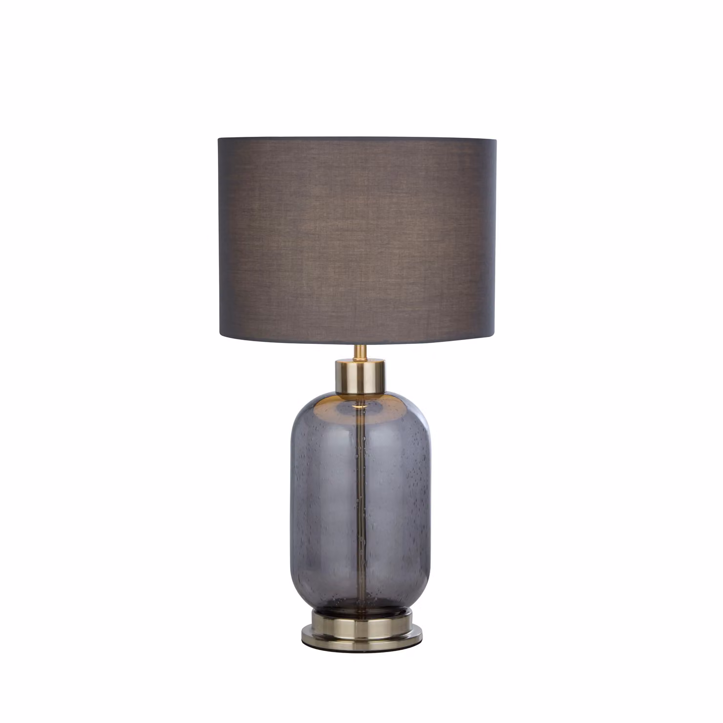 Lighting Collection Modern Smoke Glass and Metal Table Lamp in Silver and Grey – 2