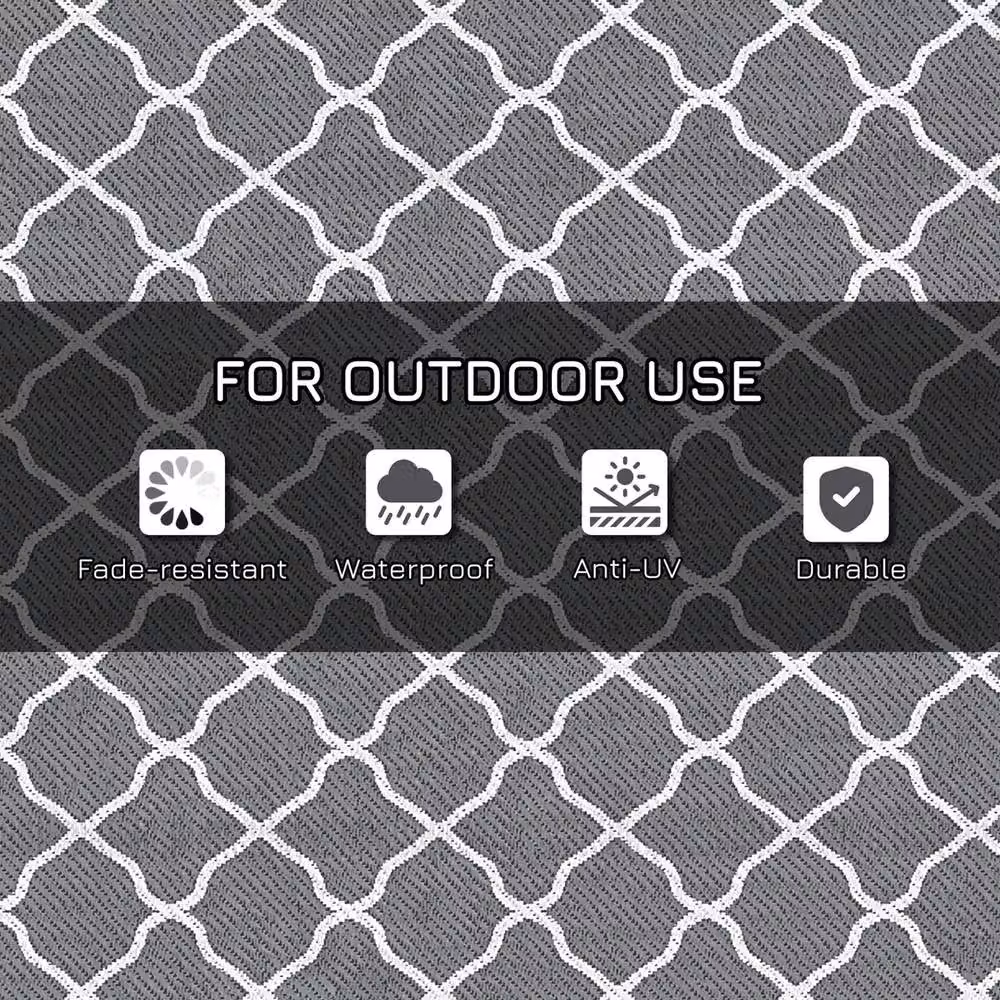 NESTLUNE Reversible Waterproof Outdoor Garden Rug in Grey, W/D: 100 x 1000 cm – 2