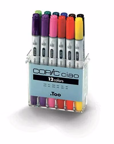 Copic Ciao 12 Piece Multicolour Permanent Brush Ink Marker Set – 1