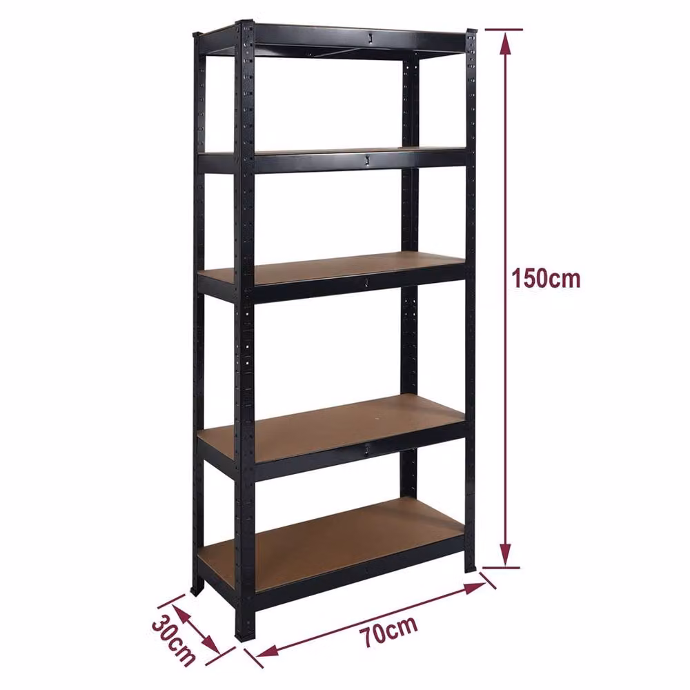 FLAVORA Heavy Duty 5 Tier Garage Shelving Unit in Black with Adjustable Metal and MDF Shelves, W/D/H: 50 x 50 x 150 cm – 2