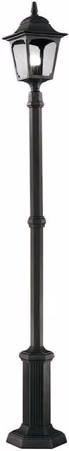 Netlighting Chapel Black Outdoor Lantern Post Lamp with Transparent Glass and E27 Socket, IP44 Rated