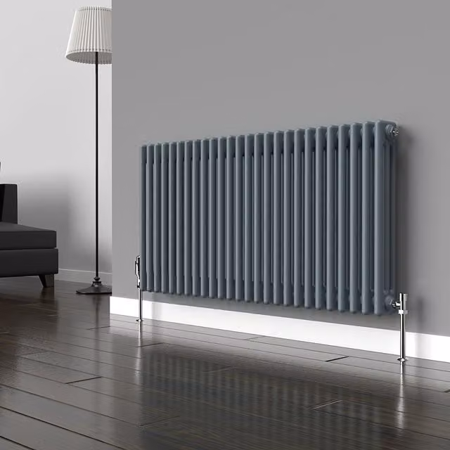 Lux Heat Horizontal Column Radiator in Pebble Grey, H 119 cm x W 60 cm