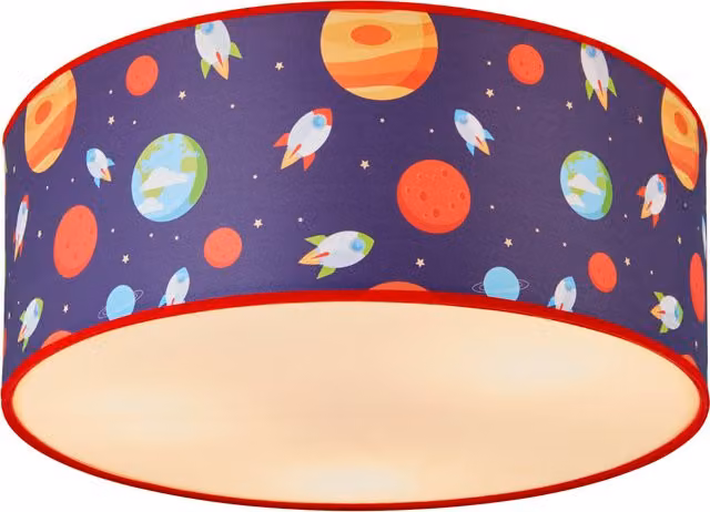 Litecraft Glow Children's Outer Space Flush Ceiling Light in Blue and Multicolour