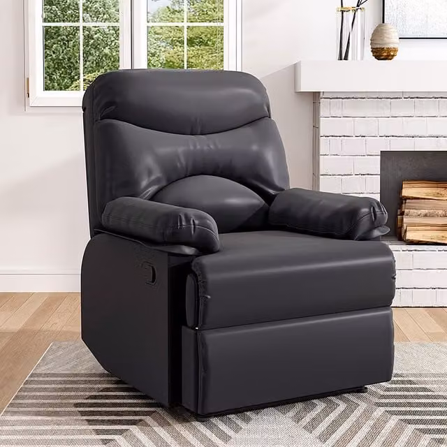 Livingandhome Black Adjustable Powered Lift Recliner Chair with Armrests and Solid Wood Frame