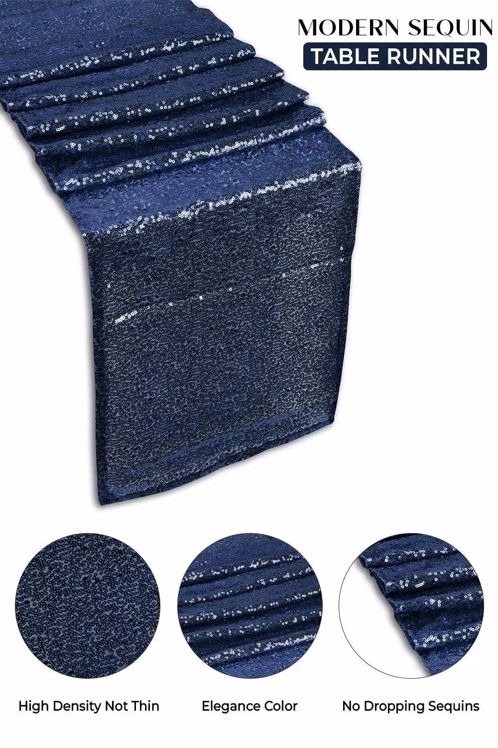 Neel Blue Glitter Sequin Rectangular Table Runner – 5