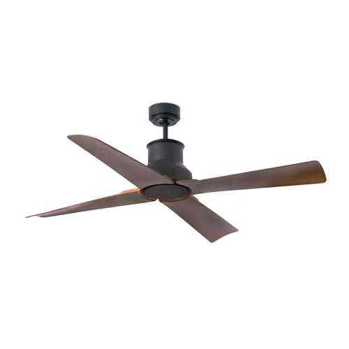 Faro Winch Ø130 DC Ceiling Fan in Matte Black and Brown with 4 Blades and Remote Control