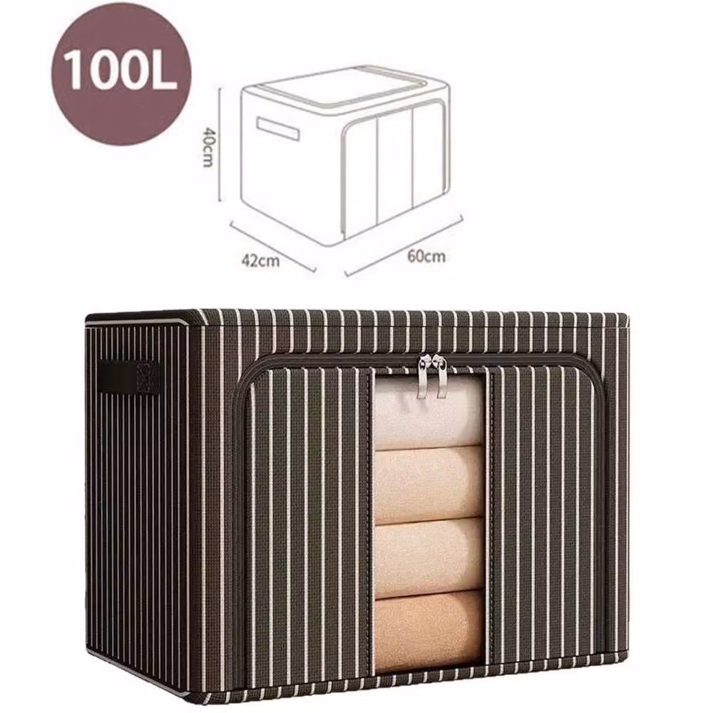 KORVIXA Black Foldable Underbed Clothes Storage Bag, 100L, W: 60 cm, D: 42 cm, H: 40 cm – 2