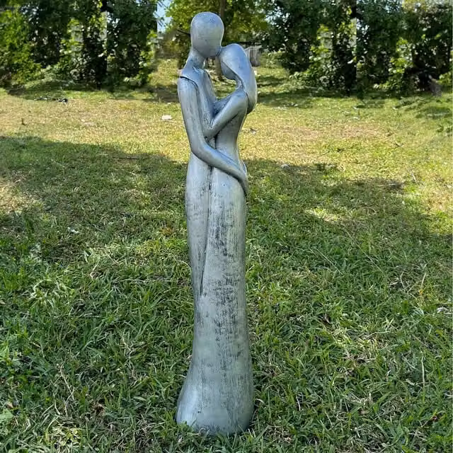 Ornate Collection Affection Couple Statue in Grey Resin