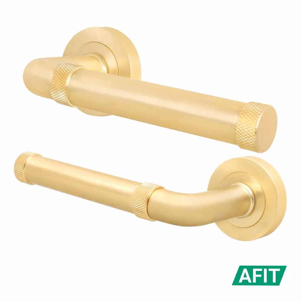 AFIT Satin Brass Fire Door Handle Internal Lever On Rose in Gold – 2