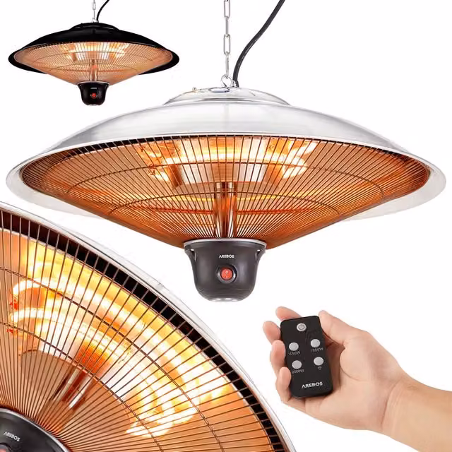 AREBOS Radiant Ceiling Infrared Heater in Silver