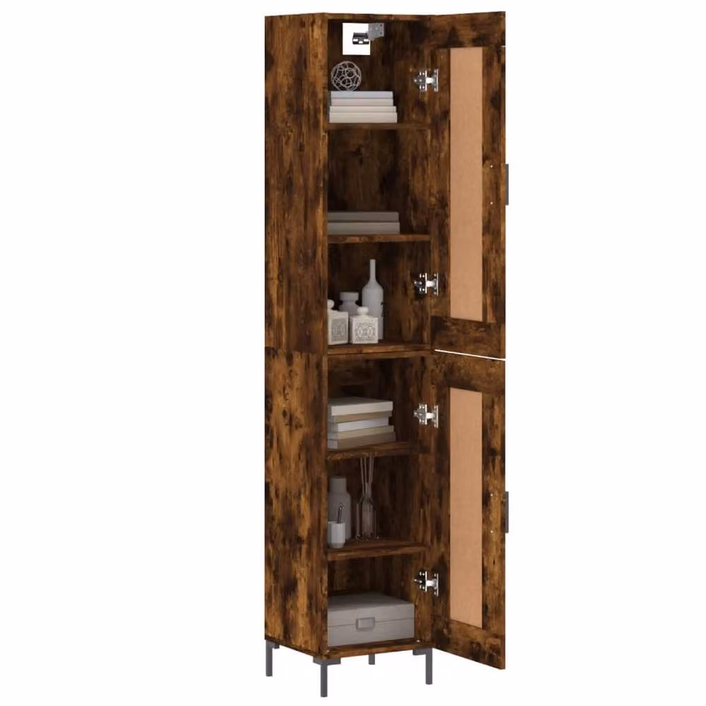 Berkfield Home Smoked Oak Highboard in Brown, W/D/H: 34.5 x 34.0 x 180.0 cm – 3