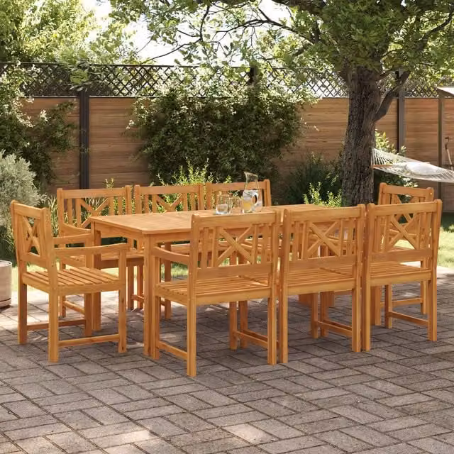 Berkfield Home Set of 2 Brown Solid Wood Acacia Garden Chairs, W/D/H: 56 x 56 x 90 cm