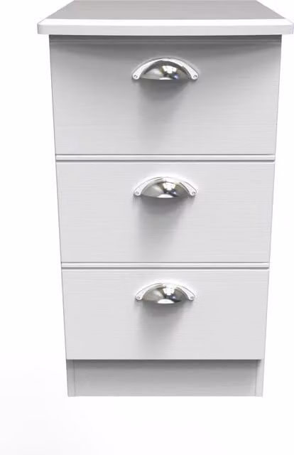 Ready Assembled 2 U Albert 3 Drawer Bedside Cabinet in White