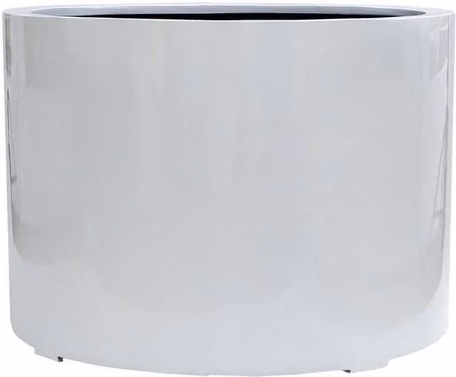 Primrose White Stone Composite Low Cylinder Planter Pot, Height: 85 cm
