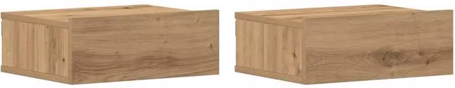 Berkfield Home Artisan Oak Floating Nightstands, 2 Piece Set in Brown, W/D/H: 40 x 32 x 15 cm