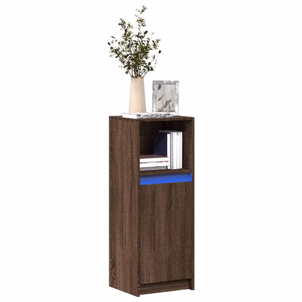 Berkfield Home Modern Brown Oak Sideboard with Integrated LED Lighting, W/D/H: 100 x 38 x 34 cm – 2