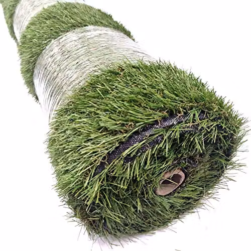 WALPLUS Artificial Grass Roll, Green, 20mm Pile, UV Resistant and Self Draining Pet Friendly Turf Mat – 5