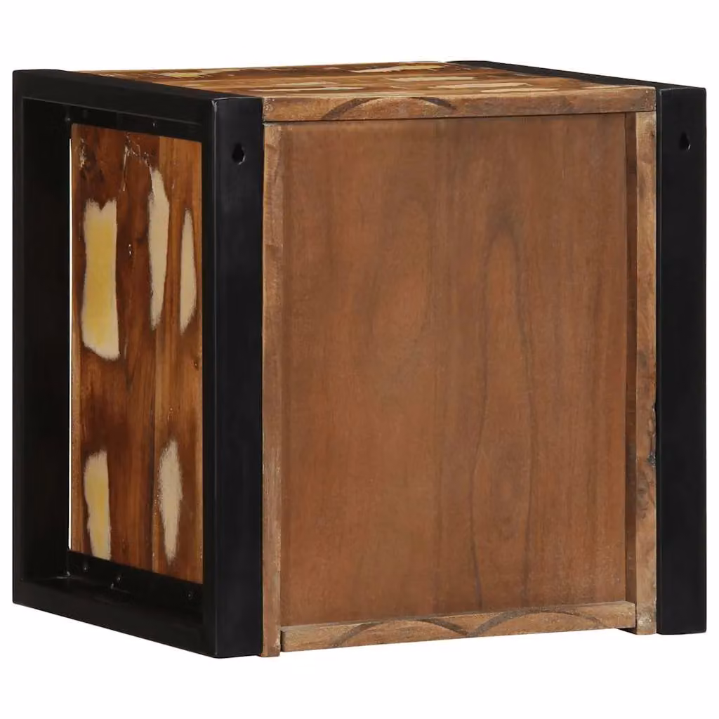 Berkfield Home Multicolour Reclaimed Solid Wood Bedside Cabinet W/D/H: 40 x 35 x 40 cm – 4