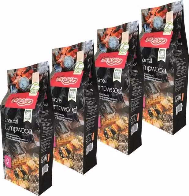 Bar Be Quick Lumpwood Charcoal, 4.5kg Pack of 4, Black