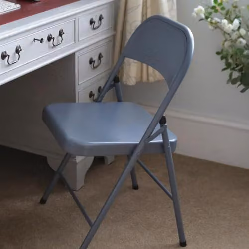 Harbour Housewares Grey Matte Metal Folding Chairs, Pack of 2, W/D/H: 45.5 x 44.5 x 78 cm – 3