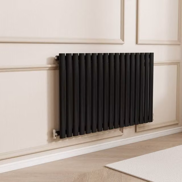 Banyetti Orva Black Horizontal Single Oval Column Radiator W/H: 100.3 x 60 cm