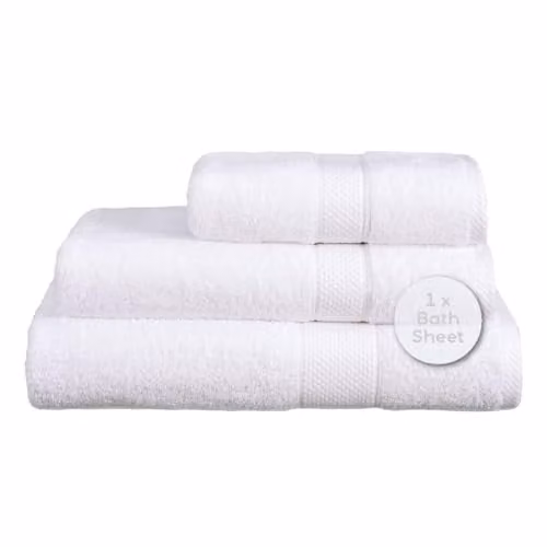 Linens Limited White Turkish Cotton Bath Sheets, Soft and Super Absorbent
