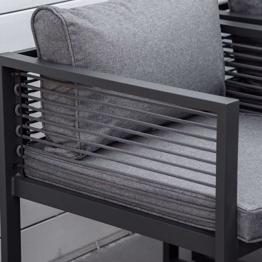 Wyld Haus Sekalu 9 Piece Grey Rope and Powder Coated Aluminium Outdoor Dining Set with Glass Top – 6