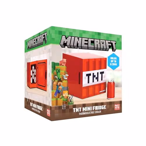 Menkind Minecraft TNT Block Mini Fridge, Red and Multicolour, 6 Can Capacity – 3