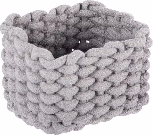 Kelvenix Grey Woven Cotton Rope Storage Basket with Handles – 1