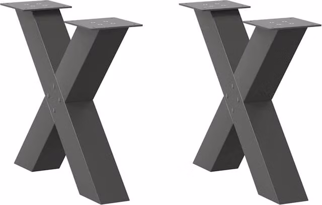 Berkfield Home X-Shaped Coffee Table Legs, 2 Piece Steel Set in Anthracite Black, H: 42-43 cm x W: 60 cm – 1
