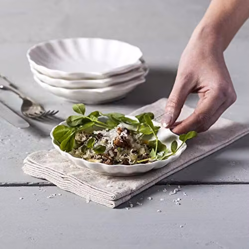 WM Bartleet & Sons 1750 Porcelain Shell Design Serving Dish Set of 4, White, Diameter: 13 cm – 2