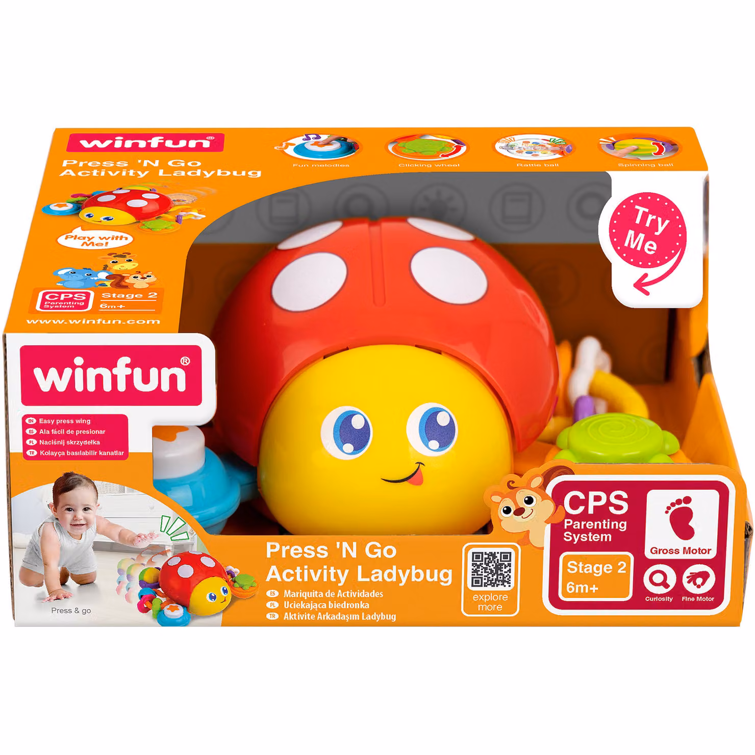 WinFun Press N Go Activity Ladybug Sensory and Cognitive Toy in Red – 2