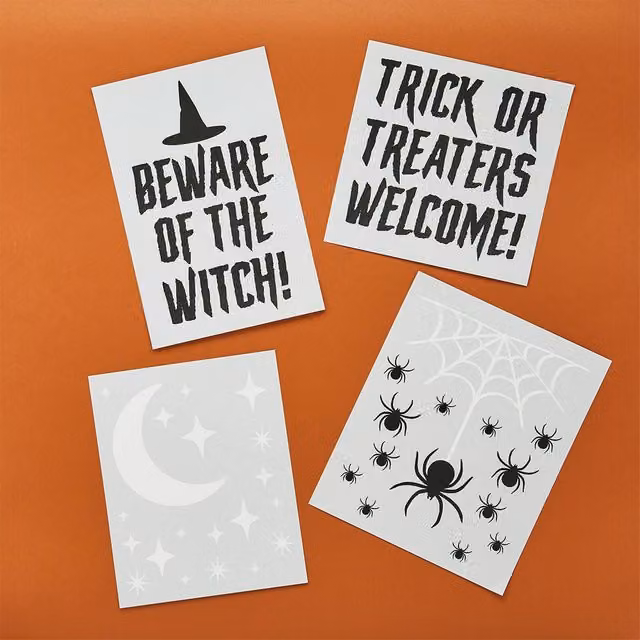 Club Green Trick Or Treat Halloween Window Clings, Pack of 4, Multicolour