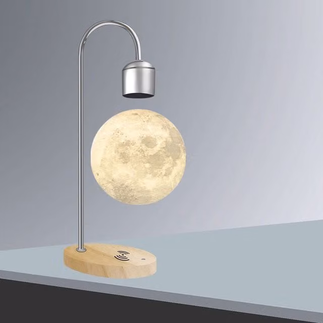 Leaper Style 3 LED 3D Printed Hovering Moon Light with Wireless Charger in Yellow