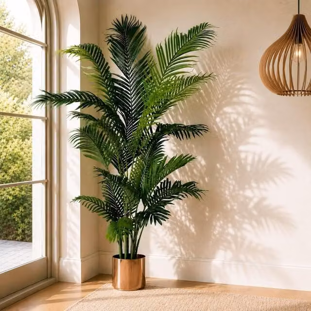 Leaf Extra Large 180cm Artificial Palm Tree in a Green Copper Planter