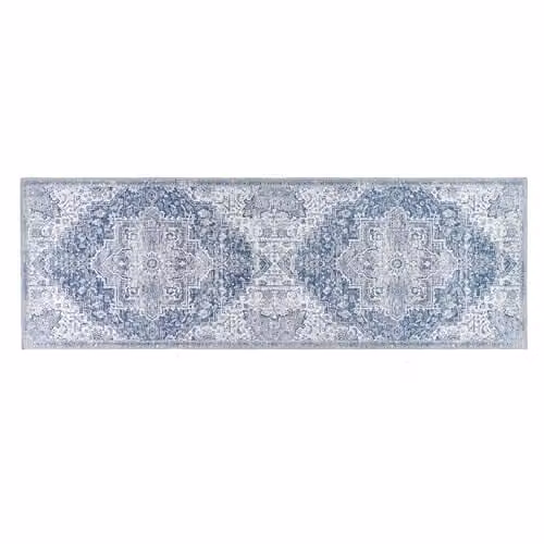 Phoenox Textiles Limited Origins Garda Washable Rug, Blue, W: 67 cm, L: 200 cm