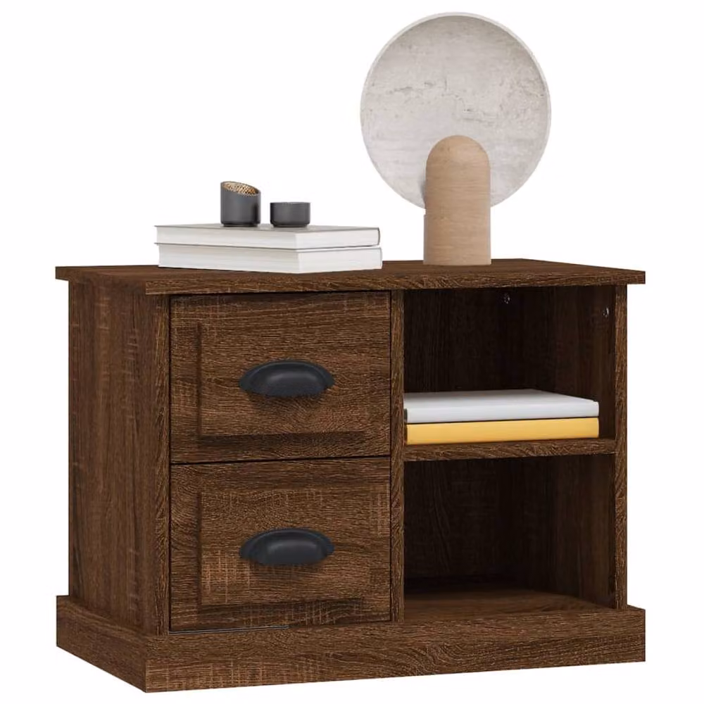 Berkfield Home Elegant Bedside Cabinet in Brown Oak, W/D/H: 60 x 35.5 x 45 cm – 3