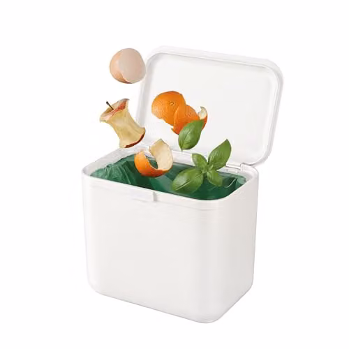 ReBorn Recycled Kitchen Food Waste Bin 5L Caddy with Flip Lid in Stone