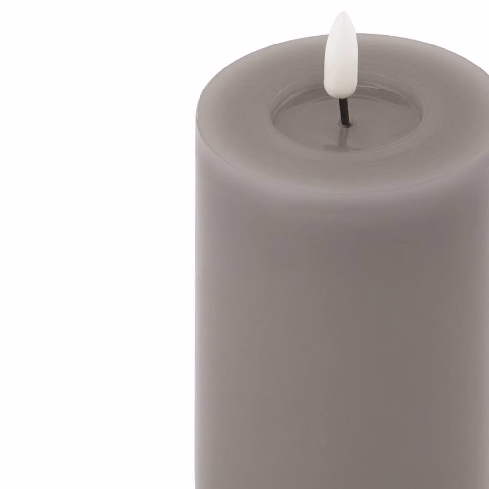 Lemon Pavilion Luxe Collection Melt Effect LED Wax Pillar Candle, Grey, W: 8 cm, D: 8 cm, H: 15 cm – 2