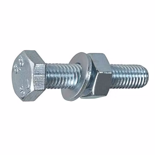 Unifix M6 x 25mm Hex Socket Steel Setscrew, Nut and Washer Set, Galvanised Silver, Pack of 10