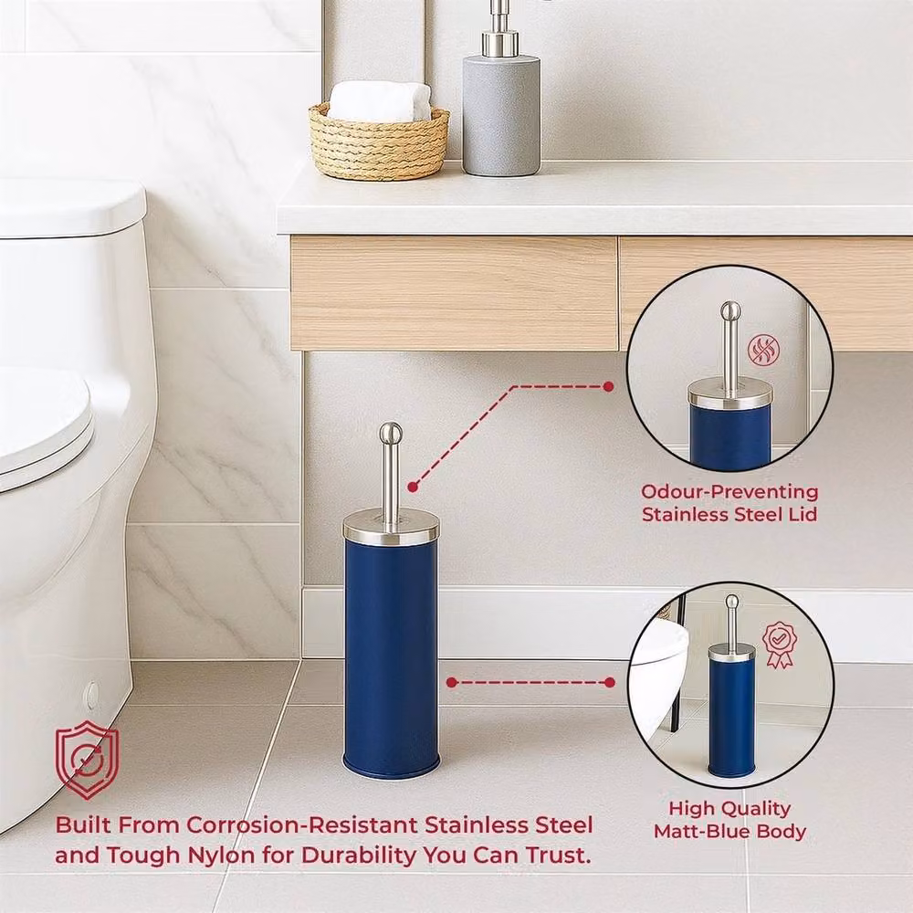 NESTLUNE 3L Blue Pedal Bin and Toilet Brush Set – 2