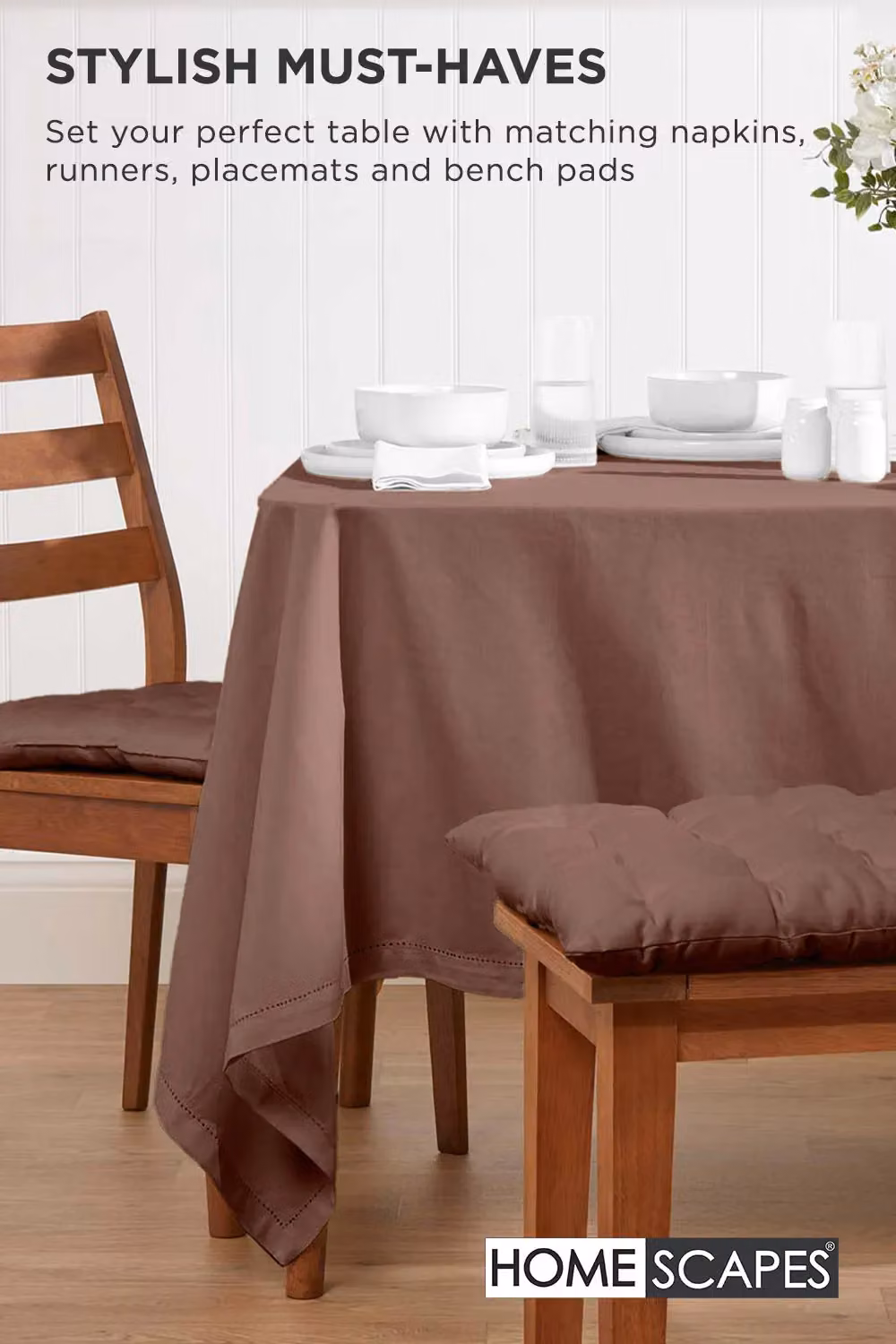 Homescapes Set of 4 Brown Quilted Cotton Seat Pads, W/D/H: 40 x 40 x 6.5 cm – 6