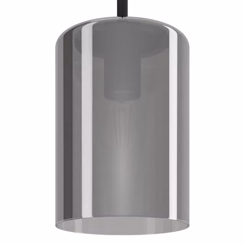 Eglo Cadaques 1 Modern Cylinder Pendant Light in Black and Transparent Glass – 4