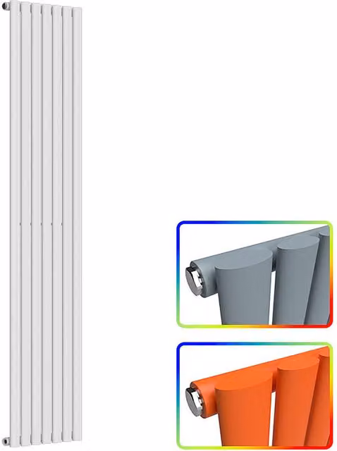 Lux Heat Oval Single Vertical Radiator in White, H 180 cm x W 42 cm
